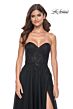 La Femme 32005 Floral Waist Ruched Corset Strapless Dress
