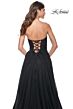 La Femme 32005 Floral Waist Ruched Corset Strapless Dress
