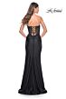 La Femme 32012 Illusion Corset Slit Skirt Strapless Dress