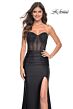 La Femme 32012 Illusion Corset Slit Skirt Strapless Dress
