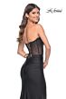 La Femme 32012 Illusion Corset Slit Skirt Strapless Dress