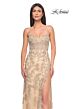 La Femme 32013 Scalloped Slit Strapless Corset Dress