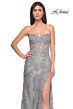 La Femme 32013 Scalloped Slit Strapless Corset Dress