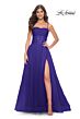 La Femme 32017 Ruched Corset High Slit Dress