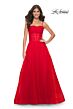 La Femme 32017 Ruched Corset High Slit Dress