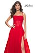 La Femme 32017 Ruched Corset High Slit Dress