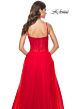 La Femme 32017 Ruched Corset High Slit Dress