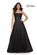 La Femme 32017 Ruched Corset High Slit Dress