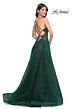 La Femme 32022 Plunging Neckline High Slit Lace-Up Dress