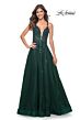 La Femme 32022 Plunging Neckline High Slit Lace-Up Dress