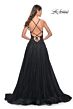 La Femme 32022 Plunging Neckline High Slit Lace-Up Dress