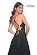 La Femme 32022 Plunging Neckline High Slit Lace-Up Dress