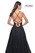 La Femme 32022 Plunging Neckline High Slit Lace-Up Dress