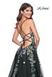 La Femme 32023 High Slit Lace-Up Back Embroidered Dress