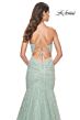 La Femme 32026 Lace-Up Back Basket Weave Trumpet Dress