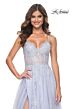 La Femme 32028 Illusion Corset High Slit Lace-Up Dress