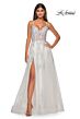 La Femme 32028 Illusion Corset High Slit Lace-Up Dress
