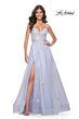 La Femme 32028 Illusion Corset High Slit Lace-Up Dress