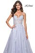 La Femme 32028 Illusion Corset High Slit Lace-Up Dress