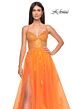 La Femme 32028 Illusion Corset High Slit Lace-Up Dress