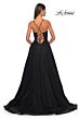La Femme 32028 Illusion Corset High Slit Lace-Up Dress