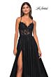 La Femme 32028 Illusion Corset High Slit Lace-Up Dress