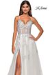 La Femme 32028 Illusion Corset High Slit Lace-Up Dress