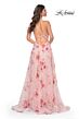 La Femme 32031 Floral Sequin High Slit Lace-Up Dress