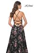 La Femme 32031 Floral Sequin High Slit Lace-Up Dress