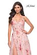 La Femme 32031 Floral Sequin High Slit Lace-Up Dress