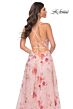 La Femme 32031 Floral Sequin High Slit Lace-Up Dress