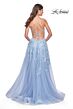 La Femme 32032 Lace-Up Back High Slit Embellished Dress