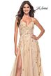 La Femme 32032 Lace-Up Back High Slit Embellished Dress