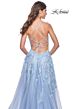 La Femme 32032 Lace-Up Back High Slit Embellished Dress