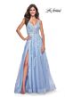 La Femme 32032 Lace-Up Back High Slit Embellished Dress
