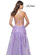 La Femme 32032 Lace-Up Back High Slit Embellished Dress