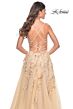 La Femme 32032 Lace-Up Back High Slit Embellished Dress