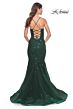 La Femme 32033 Floral Embroidery Lace-Up Mermaid Dress
