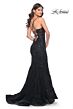 La Femme 32033 Floral Embroidery Lace-Up Mermaid Dress