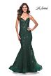 La Femme 32033 Floral Embroidery Lace-Up Mermaid Dress