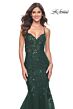 La Femme 32033 Floral Embroidery Lace-Up Mermaid Dress