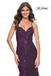 La Femme 32033 Floral Embroidery Lace-Up Mermaid Dress