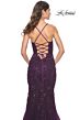 La Femme 32033 Floral Embroidery Lace-Up Mermaid Dress