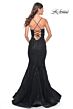 La Femme 32033 Floral Embroidery Lace-Up Mermaid Dress