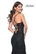 La Femme 32033 Floral Embroidery Lace-Up Mermaid Dress