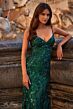La Femme 32049 Spaghetti Straps Open Back Embellished Dress