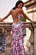 La Femme 32050 Cutaway Slit Floral Sequin Lace-Up Dress