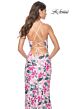 La Femme 32050 Cutaway Slit Floral Sequin Lace-Up Dress