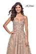 La Femme 32052 Lace Appliques Tie Back Corset Dress