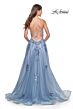 La Femme 32057 Floral Appliques Sheer Corset Lace-Up Dress